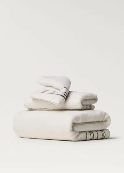 Mango Home Striped Border Hand Towel White