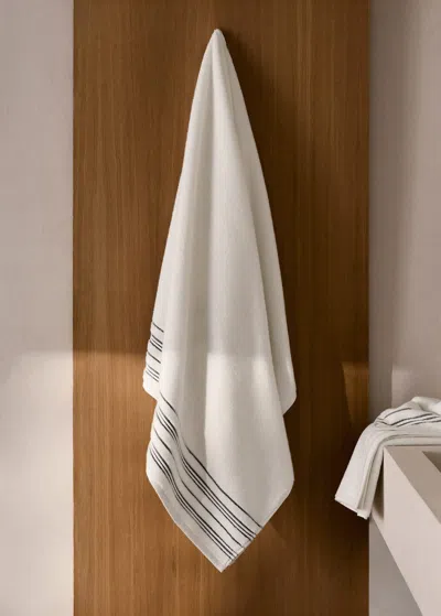 Mango Home Striped Border Bath Towel White
