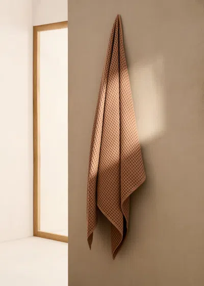 Mango Home Washed Waffle Cotton Bath Towel Pink