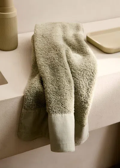 Mango Home Hand Towel With Linen Border Forest Green
