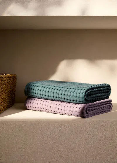 Mango Home Washed Waffle Cotton Hand Towel Blue