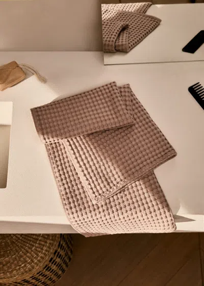 Mango Home Washed Waffle Cotton Hand Towel Pink