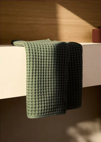 Mango Home Washed Waffle Cotton Hand Towel Green