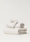 Mango Home Striped Embossed Hand Towel With Fringes White