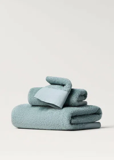 Mango Home Face Towel With Linen Border Sky Blue