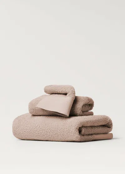 Mango Home Face Towel With Linen Border Pink