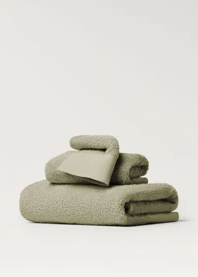 Mango Home Face Towel With Linen Border Forest Green
