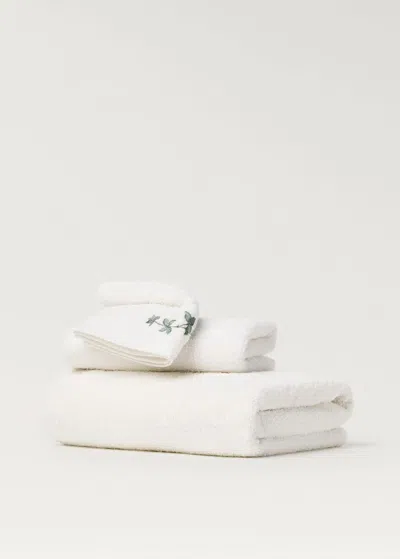 Mango Home Hand Towel With Leaf Embroidery Off White