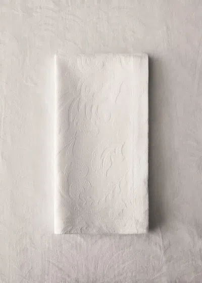 Mango Home Floral Jacquard Cotton Napkin White