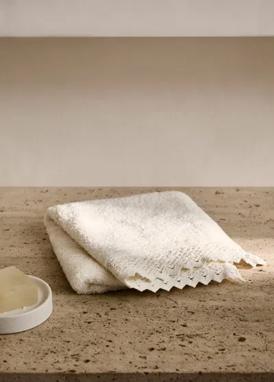 Mango Home Hand Towel With Lace Off White