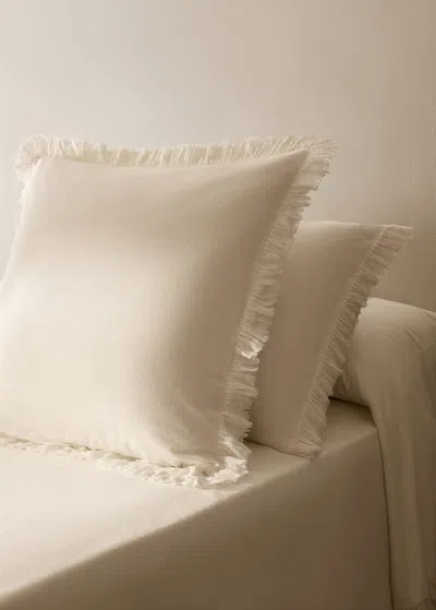 Mango Home Two Pillowcases Cotton Percale Gauze Flounce 60x60 Cm Ecru