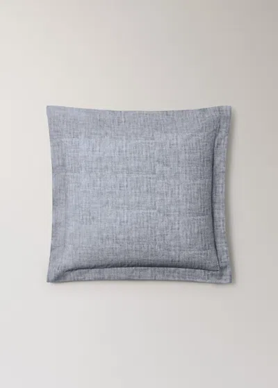 Mango Home Two Herringbone Print Percale Cotton Pillow Cases 60x60cm Dark Grey In Blue