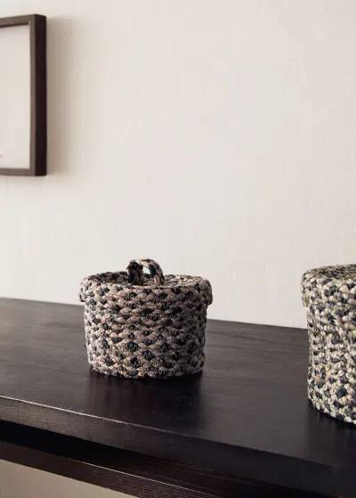 Mango Home Small Melange Jute Basket With Small Lid Light/pastel Brown
