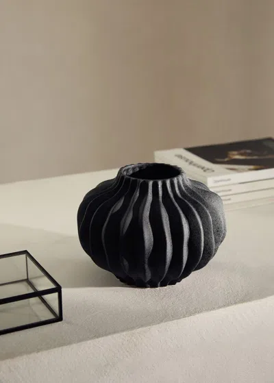 Mango Home Petit Vase En Terre Cuite Avec Anses Gris Anthracite - Home - S -