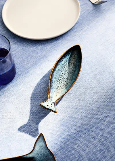 Mango Home Small Sardine Stoneware Serving Dish Indigo Blue