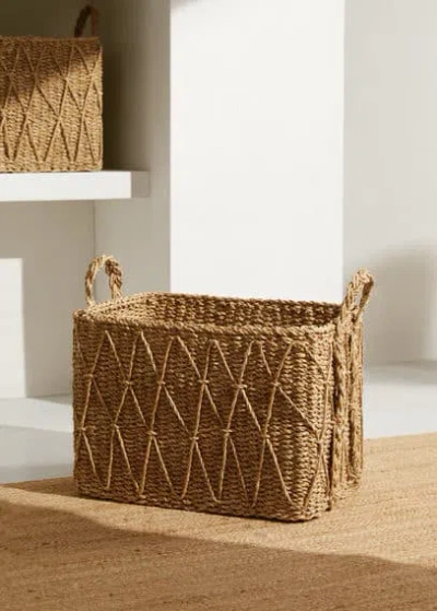Mango Home Square Basket With Handles 50x38cm Brown