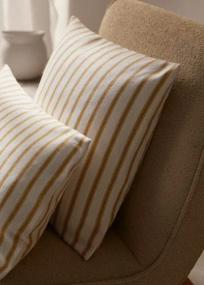 Mango Home Striped Cotton Cushion Cover 45x45cm Off White