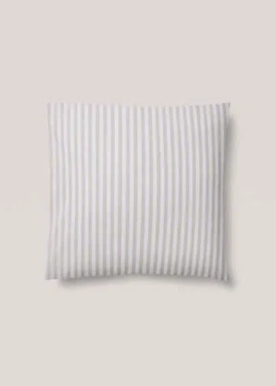 Mango Home Striped Cotton Pillowcase 60x60cm Beige In Gray
