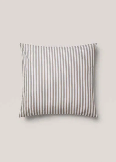 Mango Home Striped Cotton Pillowcase 60x60cm Medium Brown In Gray