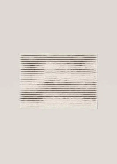 Mango Home Striped Cotton Rug Beige In White