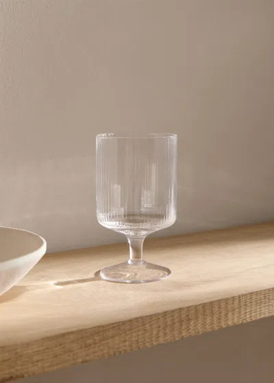 Mango Home Verre À Pied En Verre Lignes Gris Glacé - Home - Taille Unique -