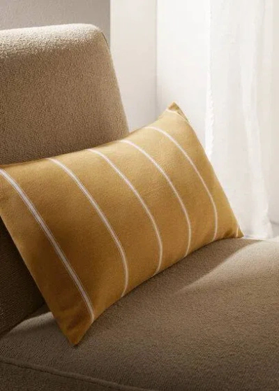Mango Home Stripes Cotton Cushion Case 30x50cm Ochre In Yellow