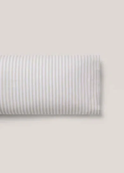 Mango Home Strips Cotton Pillowcase 45x110cm Beige In White