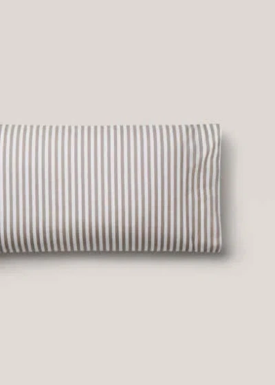 Mango Home Strips Cotton Pillowcase 45x110cm Medium Brown In Gray