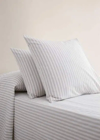 Mango Home Strips Cotton Pillowcase 50x75cm Beige In White