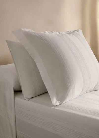 Mango Home Cotton Sateen 300 Thread Count Striped Pillowcase 45x110 Cm White