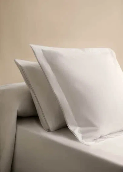 Mango Home Taie D'oreiller Coton Percale Double Surjet 60x60 Cm Gris Clair/pastel - Home - 60x60cm -