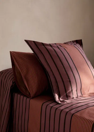 Mango Home Percale Cotton Multi-stripe Pillowcase 45x110 Cm Pink