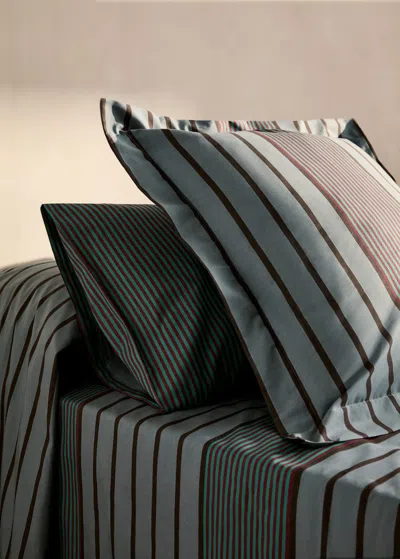 Mango Home Percale Cotton Multi-stripe Pillowcase 60x60 Cm Aqua Green