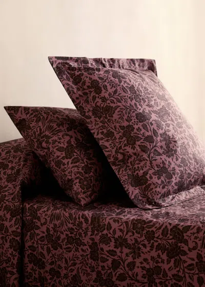 Mango Home Printed Two-tone Floral Percale Cotton Pillowcase 45x110 Cm Pink