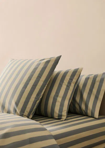 Mango Home Taie D'oreiller Enfant Coton Percale Rayures 60x60 Cm Bleu - Home - 60x60cm -  In Blue