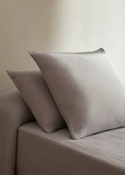 Mango Home Two Cotton Gauze Pillowcases, 60x60 Cm Grey