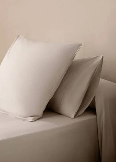 Mango Home Taie D'oreiller Percale De Coton (300 Fils) 60 X 60 Cm Gris Clair/pastel - Home - 60x60cm - Mango Ho