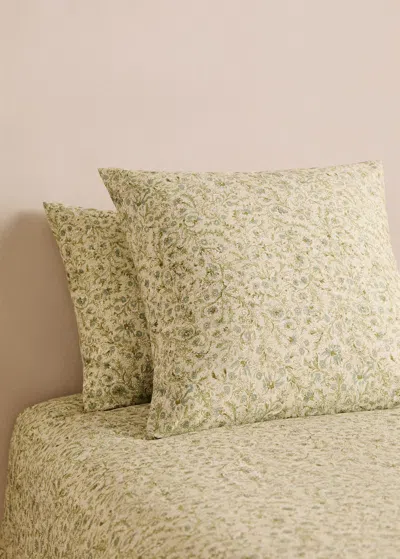 Mango Home Taie D'oreiller Enfant Percale De Coton Imprimé Fleuri 60x60 Cm Vert Forêt - Home - 60x60cm - Mango In Forest Green