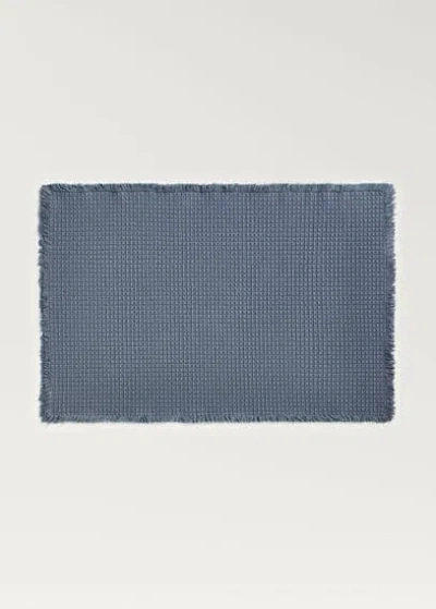 Mango Home Geometric Fringed Bath Rug Blue