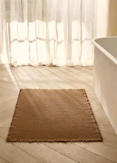 Mango Home Geometric Fringed Bath Rug Caramel