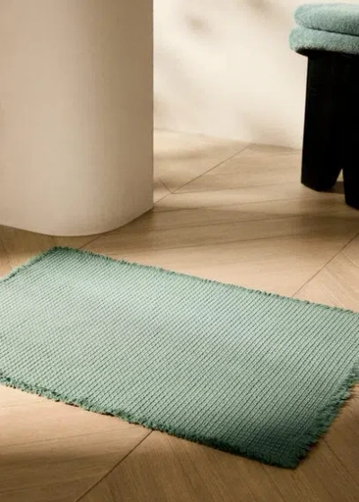 Mango Home Geometric Fringed Bath Rug Green
