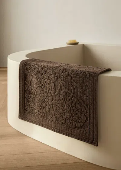 Mango Home Floral Jacquard Bath Mat Blackberry