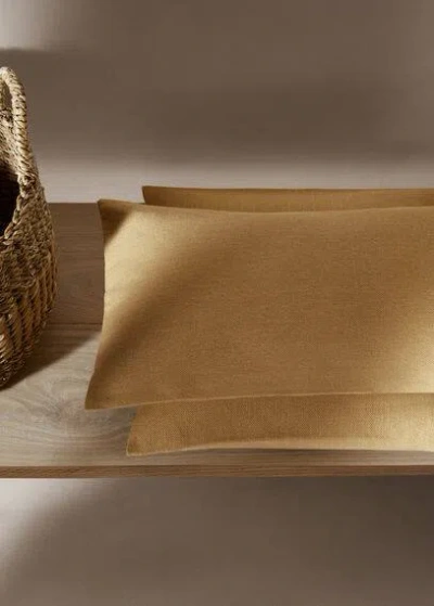 Mango Home Textured Cotton Cushion Case 30x50cm Ochre In Gold