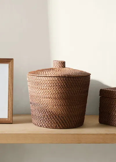 Mango Home Thin Rattan Box With Lid Brown