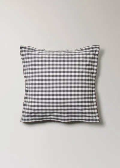 Mango Home Two Pillowcases Cotton Percale Vichy Square 60x60 Cm Grey