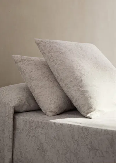 Mango Home Two Pillowcases In Cotton Percale With A Faded Floral Print, 50x75 Cm Beige