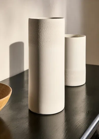 Mango Home Medium Crackle Glaze Earthenware Vase White