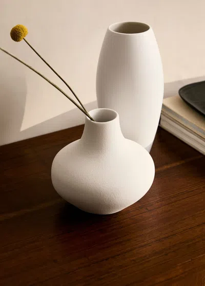 Mango Home Matte Finish Earthenware Vase White