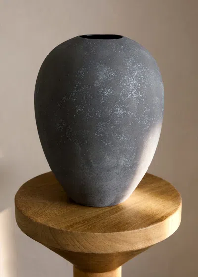 Mango Home Medium Matte Finish Earthenware Vase Grey