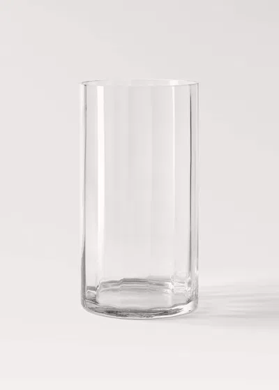 Mango Home Hand Blown Glass Vase Large Stripes Grey